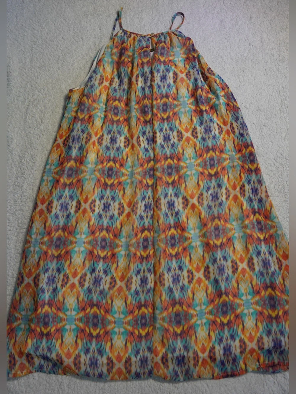 AS U WISH Halter Neck Dress Geometric Abstract Keyhole Metal Trim Summer Size M - Picture 10 of 10